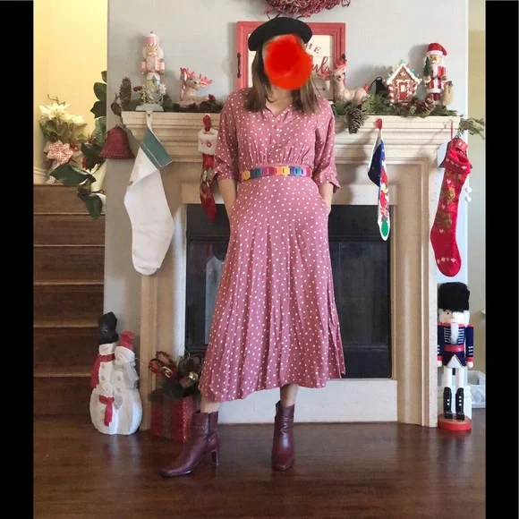 Zara | Dresses | Zara Womens Pink Polka Dot Balloon Sleeve Collared Fit  Flare Dress Size Xs | Poshmark